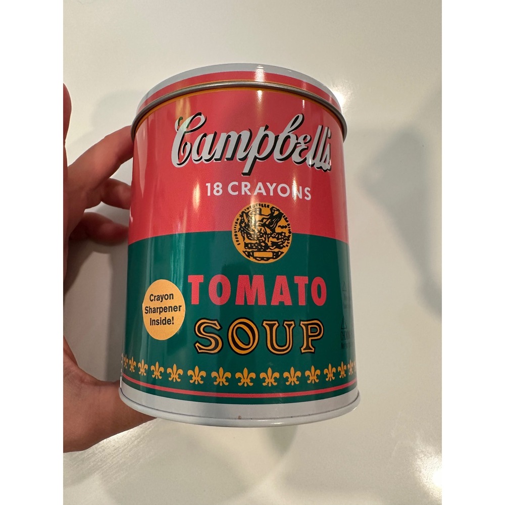 Mudpuppy Andy Warhol Campbells Soup Can 18 Crayons with Tin and Sharpener NEW